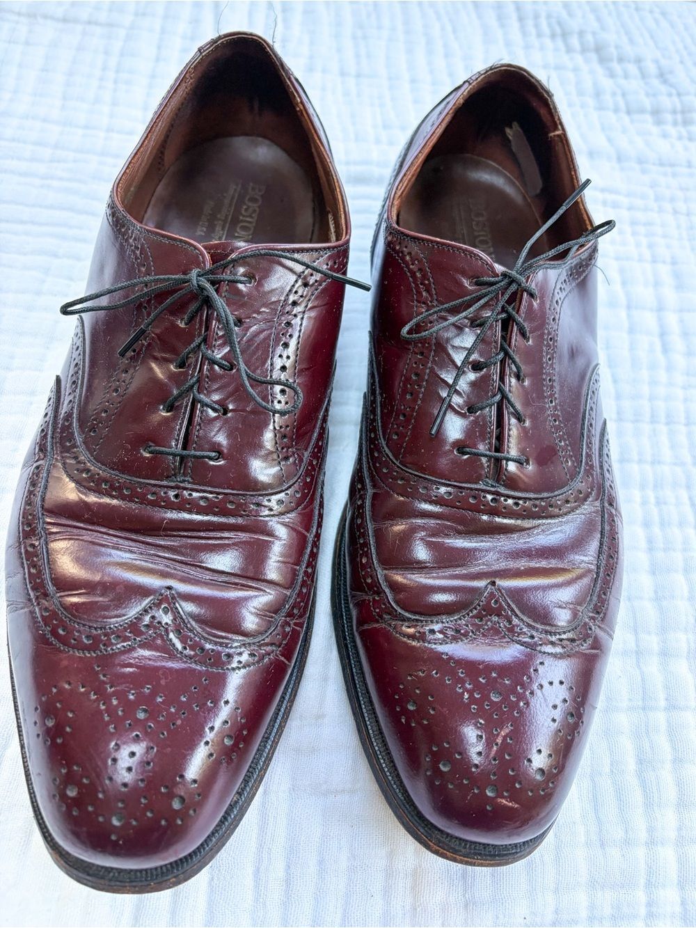 Vintage Bostonian Foot Savers Men’s 11.5 Burgundy Leather Wingtip Oxford USA
